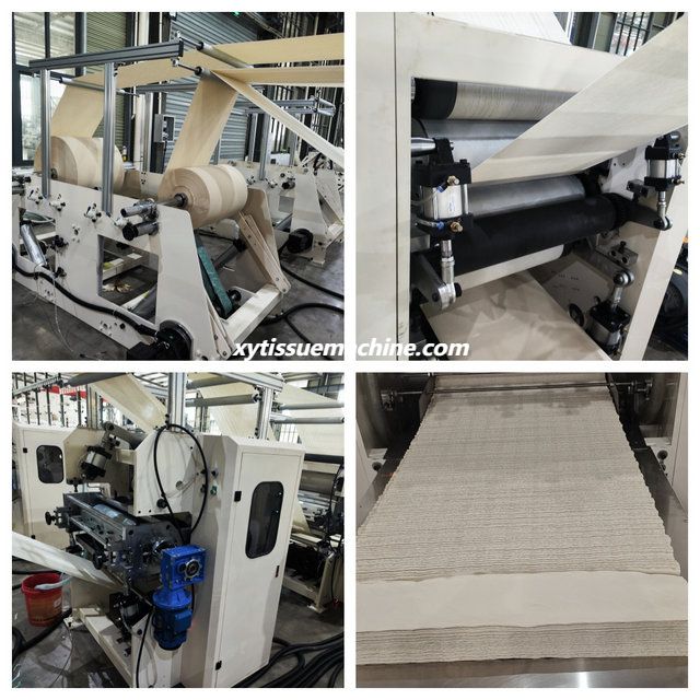 details of V folding tissue machine