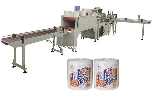 Automatic labelling maxi roll kitchen towel paper plastic film shrink packing machinery price 8